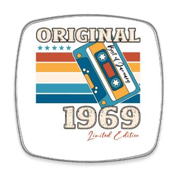 55e anniversaire Cassette janvier Vintage 1969 - Magnet carré - blanc - Devant