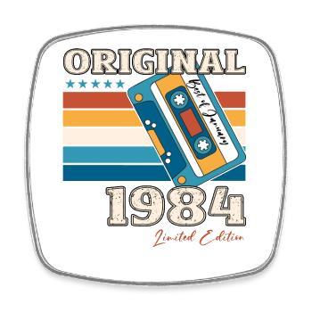 40e anniversaire Cassette janvier Vintage 1984 - Magnet carré - blanc - Devant
