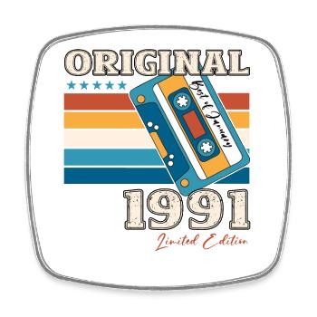 33e anniversaire Cassette janvier Vintage 1991 - Magnet carré - blanc - Devant