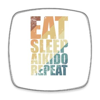 Eat Sleep Aikido Repeat Kampfsport - Viereckiger Kühlschrankmagnet - Weiß - Vorne