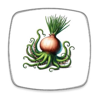Zwibel Oktopus lustiges Tier aus Gemüse - Viereckiger Kühlschrankmagnet - Weiß - Vorne