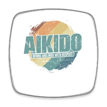 begins and ends with Respect Aikido Training - Viereckiger Kühlschrankmagnet - Weiß - Vorne