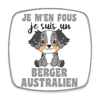 Je m'en fous je suis un berger australien - Hund - Viereckiger Kühlschrankmagnet - Weiß - Vorne