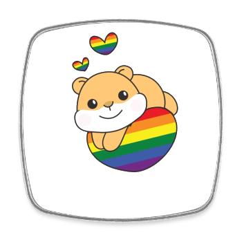 Arc-en-ciel drapeau fierté LGBTQ mignon hamster amour - Magnet carré - blanc - Devant