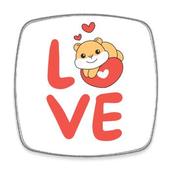Hamster Saint-Valentin Animaux mignons Coeurs Amour - Magnet carré - blanc - Devant