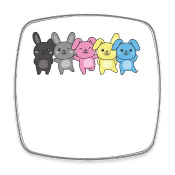 Polygender Flag Pride LGBTQ Hase - Viereckiger Kühlschrankmagnet - Weiß - Vorne