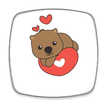 Wombat Valentine's Day Cute Animals Hearts - Square fridge magnet - white - Front