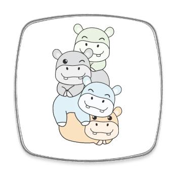 Unlabeld Flag Pride LGBTQ Cute Hippo - Square fridge magnet - white - Front