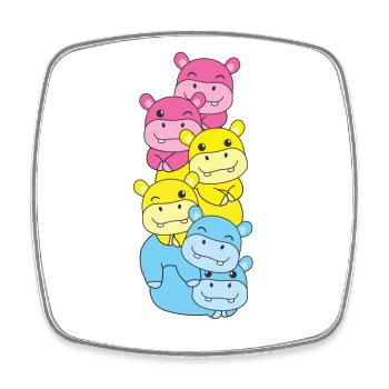 Pansexuel Drapeau Fierté LGBTQ Hippopotame mignon - Magnet carré - blanc - Devant