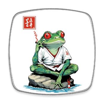 Smoking Frog Ukiyo-e Kanji Japan Streetwear - Square fridge magnet - white - Front