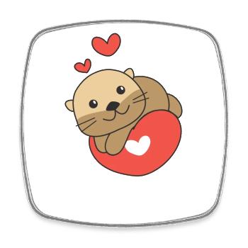 Valentine's Day Otter Cute Animals Hearts - Square fridge magnet - white - Front