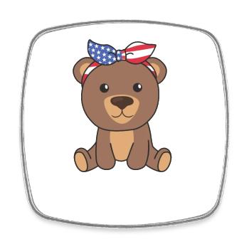 4th of July american bear for kids usa cute animal - Viereckiger Kühlschrankmagnet - Weiß - Vorne