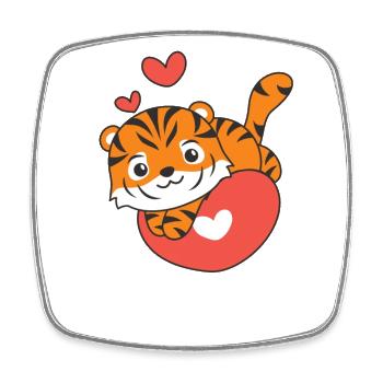 Tiger Valentine's Day Cute Animals Hearts - Square fridge magnet - white - Front