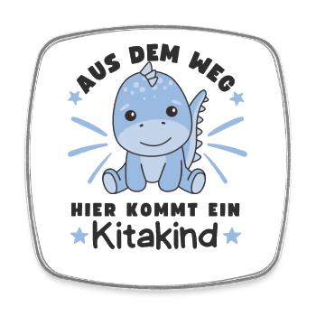 Aus Dem Weg Hier Kommt Ein Kitakind Dino - Viereckiger Kühlschrankmagnet - Weiß - Vorne