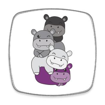Asexual Flag Pride LGBTQ Cute Hippo Bunch - Square fridge magnet - white - Front
