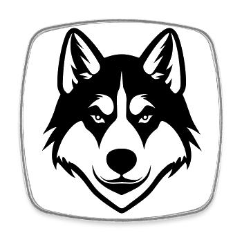 Tête de chien Husky - Magnet carré - blanc - Devant
