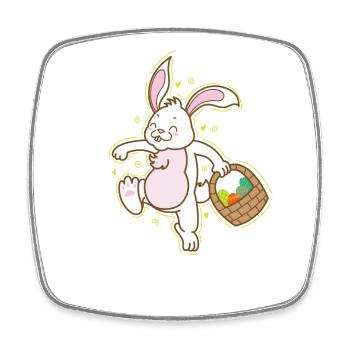 Easter bunny with basket full of Easter egg - Square fridge magnet - white - Front