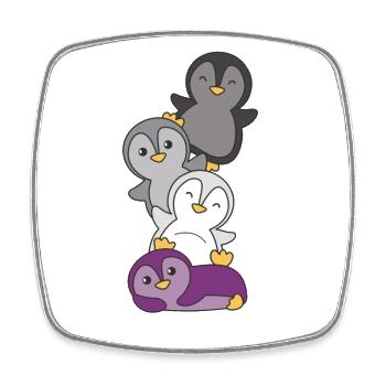 Asexual Flag Pride LGBTQ Cute Penguin Bunch - Square fridge magnet - white - Front