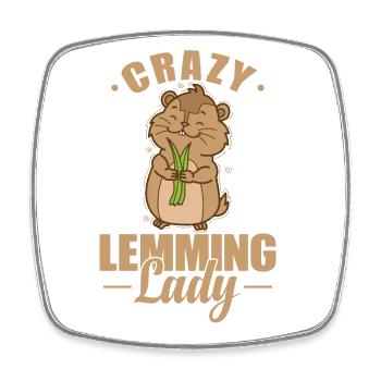 Crazy Lemming Lady Nagetier - Viereckiger Kühlschrankmagnet - Weiß - Vorne