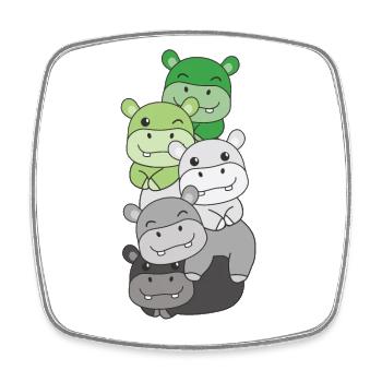 Aromance Flag Pride LGBTQ Cute Hippo Stack - Square fridge magnet - white - Front