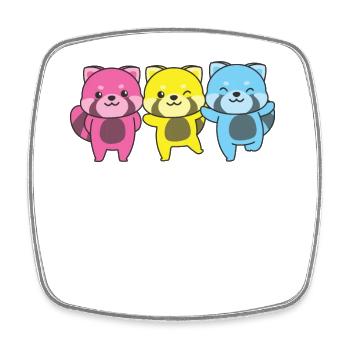 Pansexuel Drapeau Pride LGBTQ Mignon Panda roux - Magnet carré - blanc - Devant