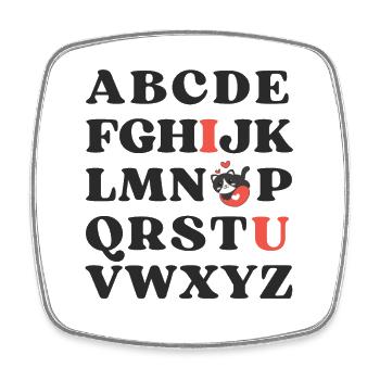 ABC Je t’aime Enfants Chat Saint-Valentin - Magnet carré - blanc - Devant