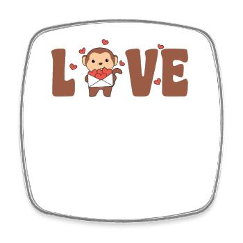 Singe pour la Saint-Valentin Animaux mignons avec des cœurs d’amour - Magnet carré - blanc - Devant