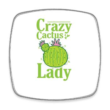 Crazy Cactus Lady Pflanze - Viereckiger Kühlschrankmagnet - Weiß - Vorne