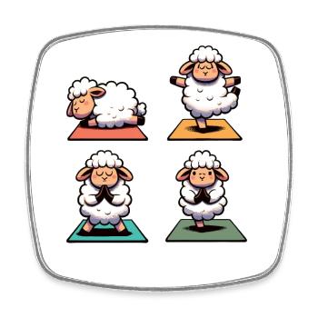 Sheep Yoga Cute Sheep Do Sports - Square fridge magnet - white - Front