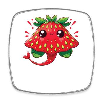 Erdbeere Stachelrochen lustiges Tier aus Obst - Viereckiger Kühlschrankmagnet - Weiß - Vorne