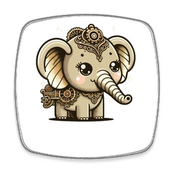 Kawaii Steampunk Elefant Fantasy Elefanten Lover - Viereckiger Kühlschrankmagnet - Weiß - Vorne