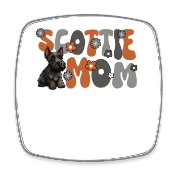 Scottish Terrier Groovy Scottie Maman - Magnet carré - blanc - Devant