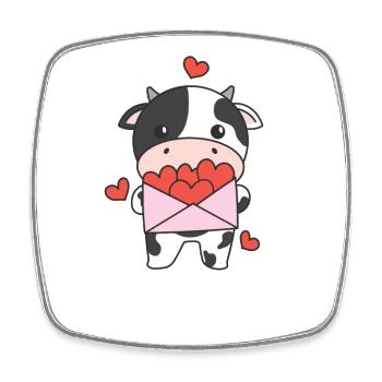 Kuh zum Valentinstag süße Tiere mit Herzen - Viereckiger Kühlschrankmagnet - Weiß - Vorne
