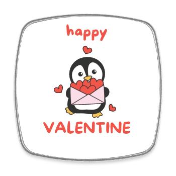 Pingouin pour la Saint-Valentin Animaux mignons avec des cœurs - Magnet carré - blanc - Devant
