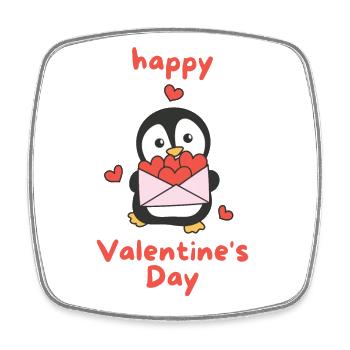 Pingouin pour la Saint-Valentin Animaux mignons avec des cœurs - Magnet carré - blanc - Devant