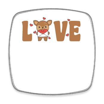 Cerf pour la Saint-Valentin Animaux mignons avec amour des cœurs - Magnet carré - blanc - Devant