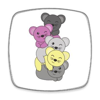Perigirl Flag Pride LGBTQ süßer Maus Stapel - Viereckiger Kühlschrankmagnet - Weiß - Vorne