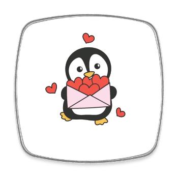 Pingouin pour la Saint-Valentin Animaux mignons avec des cœurs - Magnet carré - blanc - Devant