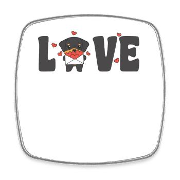 Rottweiler pour la Saint-Valentin Animaux mignons avec des cœurs - Magnet carré - blanc - Devant