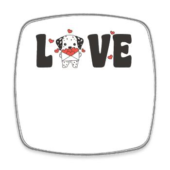 Dalmatiens pour la Saint-Valentin : animaux mignons avec des cœurs - Magnet carré - blanc - Devant
