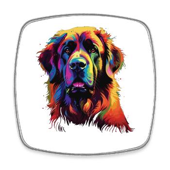 Watercolor Colorful Leonberger - Square fridge magnet - white - Front