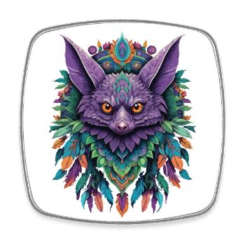 Bat Dream Catcher Mandala Design - Square fridge magnet - white - Front