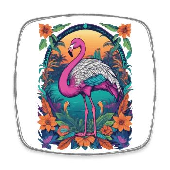 Africa Flamingo Spiritual Mandala Design - Square fridge magnet - white - Front