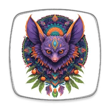 Bat Spiritual Mandala Design - Square fridge magnet - white - Front