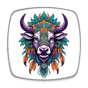 Cow Spiritual Mandala Design - Square fridge magnet - white - Front