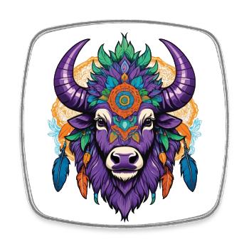 Stier Mandala Traumfänger Aesthetic Design - Viereckiger Kühlschrankmagnet - Weiß - Vorne