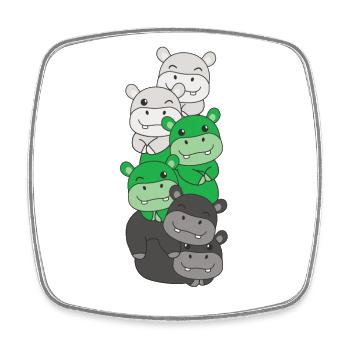 Neutrois Flag Pride LGBTQ hippopotame mignon - Magnet carré - blanc - Devant