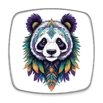 Pandabär Mandala Traumfänger Design - Viereckiger Kühlschrankmagnet - Weiß - Vorne