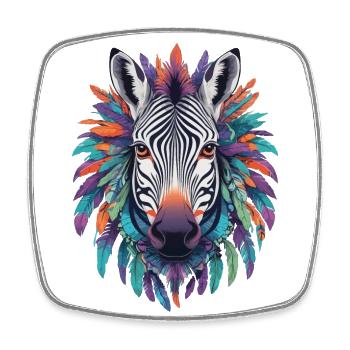 Zebra Mandala Design In Bohemian Style - Viereckiger Kühlschrankmagnet - Weiß - Vorne