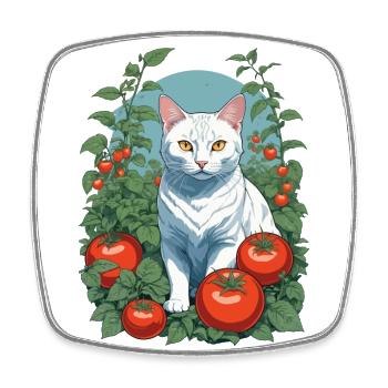 Garten Katze Niedliche Haustier Liebe - Viereckiger Kühlschrankmagnet - Weiß - Vorne